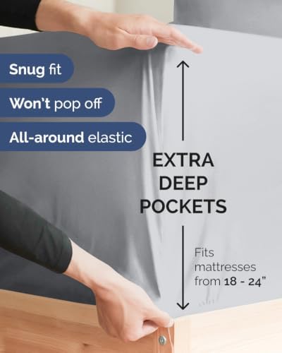CGK Linens 2 Pack Extra Deep Cal King Fitted Sheets - Heathered Grey
