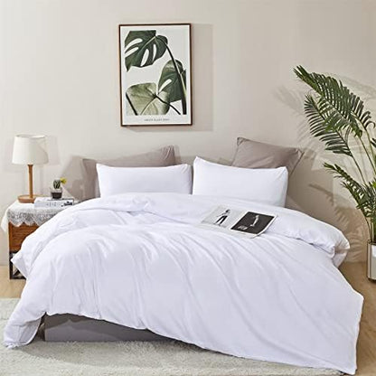 Wellboo White Comforter Sets Queen Size Solid Color Bedding for Women Men