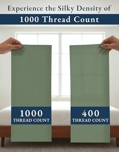LANE LINEN Bed Sheets California King Size Set Sateen Weave - Iceberg Green
