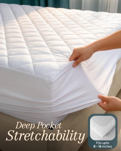 2 Pack Twin Mattress Pad Mattress Protector Topper Fits 16" Deep Pocket