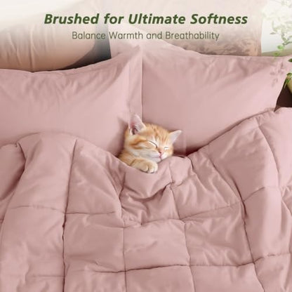 California King Comforter Set, Pink Bed in a Bag, Bedding Set with sheets