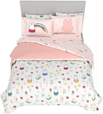 Miffy Bedding 7 Piece Super Soft Cozy Reversible Comforter and Sheet Set with Sham, Full, (Officially Licensed Product) by Franco