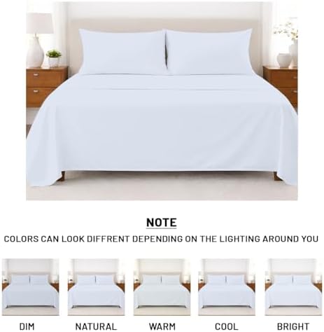 SGI bedding 100% Egyptian Cotton Sheets Full XL Size – Cooling Sheets, Soft Breathable Light Blue Bedding, Luxury Bedding, Luxury Hotel Sheet Set, Deep Pocket 16", 4 Piece Set