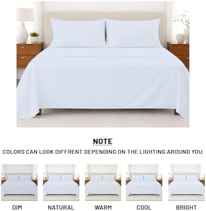SGI bedding 100% Egyptian Cotton Sheets Full XL Size – Cooling Sheets, Soft Breathable Light Blue Bedding, Luxury Bedding, Luxury Hotel Sheet Set, Deep Pocket 16", 4 Piece Set