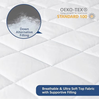 Twin XL Mattress Topper Pad Protector Quilted Waterproof, 39" x 80" White