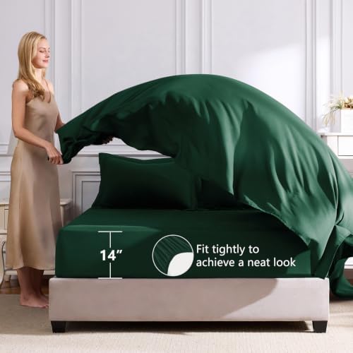 CozyLux Full Comforter Set 82"x86" Emerald Green - 7 Piece Bed in a Bag