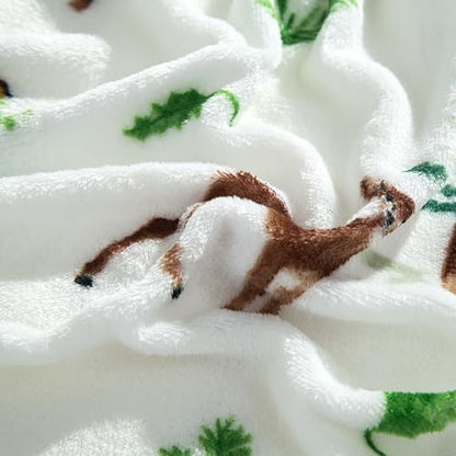 Elegant Comfort Luxuriously Soft 4-Piece Holiday Velvet Plush Flannel Sheet Set - Premium Quality - Cozy Warm, Christmas Fuzzy Velvet Flannel Fleece Deep Pocket Sheet Set - King, Enchanted Woods
