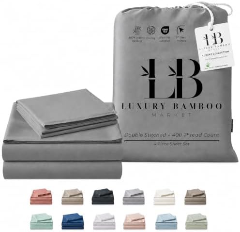 |Twin Size Sheet Set | Organically Grown | Ultra Soft & Cooling |100% Viscose | 15" Deep Pocket [Slate]