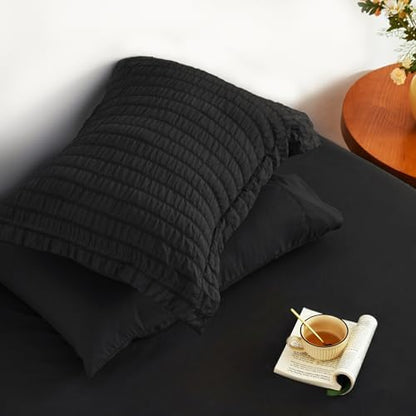 Love's cabin Seersucker Black California King Comforter Set