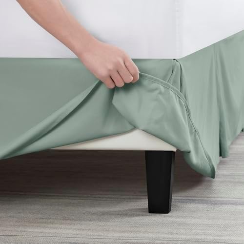 Nestl Sage Green Twin Bed Skirt - Twin Size Bed Skirt 14 Inch Drop - Brushed Microfiber Bed Skirts - Hotel Quality Pleated Bed Skirt - Shrinkage & Fade Resistant