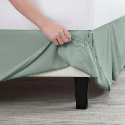 Nestl Sage Green Twin Bed Skirt - Twin Size Bed Skirt 14 Inch Drop - Brushed Microfiber Bed Skirts - Hotel Quality Pleated Bed Skirt - Shrinkage & Fade Resistant