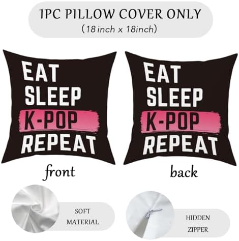 K-pop Decor, Just a Girl Who Loves K-pop Room Decor, Girls K-pop Gifts Rustic Anime Lovers Throw Pillow Covers for Home Living Room Bedroom Decoration Gifts