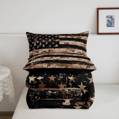 Feelyou American Flag Camouflage Comforter Set King Bedding Set for Boys