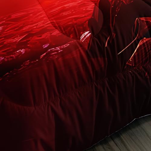 Red Soccer Bedding Comforter Set Full Size with 2 Pillowcases.