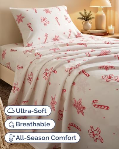 Christmas Sheet Set, Holiday Sweets, Holiday Xmas Bedding Set - Twin XL
