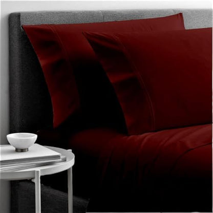 Cottingon 5 PC Split King Sheets Fits 16" Deep, Egyptian Cotton, Burgundy