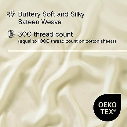 Sijo Premium 100% Austrian Eucalyptus Lyocell Tencel Sheet Set, Softer Than Silk, Architectural Digest 2022 Best Cooling Sheets Award Winner - 3pc - 2 Pillowcases 1 Fitted Sheet (Ivory, Cal King)