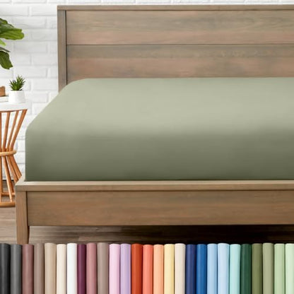 Bare Home Twin Fitted Sheet - 1800 Ultra-Soft (Twin, Sage)