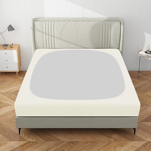 PureFit Stretchy Box Spring Cover Full - Elastic Fitted Box Spring Wrap Around 4 Sides, Wrinkle & Fading Resistant Fits Full Size Beds, Ivory