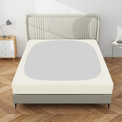 PureFit Stretchy Box Spring Cover Full - Elastic Fitted Box Spring Wrap Around 4 Sides, Wrinkle & Fading Resistant Fits Full Size Beds, Ivory