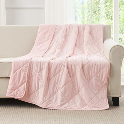 Cozy Bliss Cooling Throw Blanket for Hot Sleepers 50"x70", Q-Max 0.45 Cooling Comfort, Cold Blankets for Night Sweats Sleeping, Ultra-Cool Lightweight Breathable Summer Blanket for Couch Bed, Pink