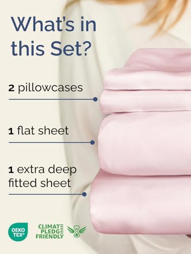 Extra Deep Cal King Sheet Set - 4 Piece Cooling Bed Sheets - Lavender Pink