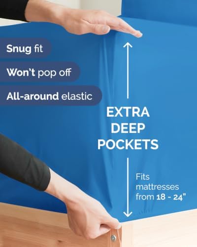 CGK Linens 2 Pack Extra Deep Full Fitted Sheets - Royal Blue