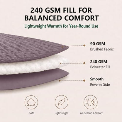 HIMEET California King Comforter Set, 7-Piece Seersucker, Dusty Purple