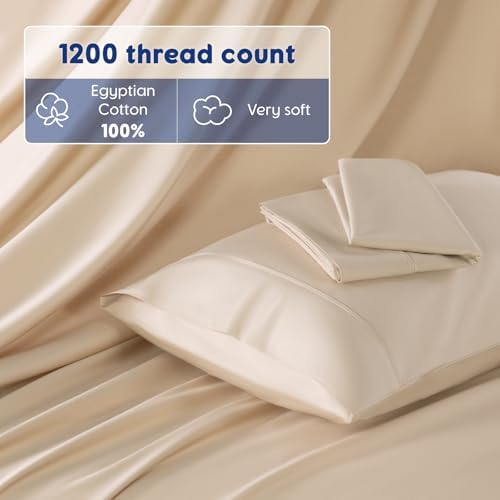 SONORO KATE 100% Egyptian Cotton Sheets,1200 Series,Cal King Size
