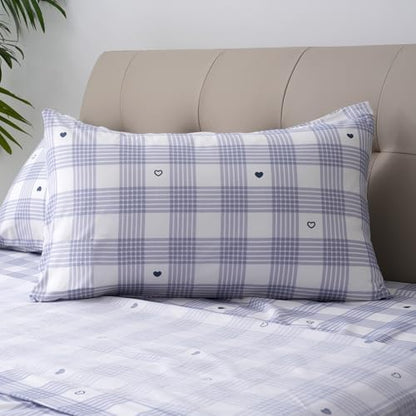 Best Season Bed Sheet Set, Full Size, 4 Pieces(Heart and Grid)