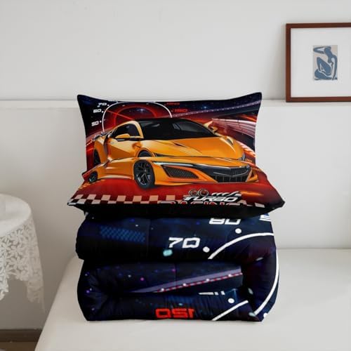 Feelyou Ombre Racing Car Bedding Set Twin Size for Boys Girls
