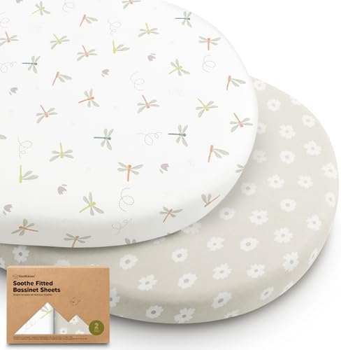 2pk Organic Baby Bassinet Sheets Boys, Girls, Fitted Sheet (Meadow)