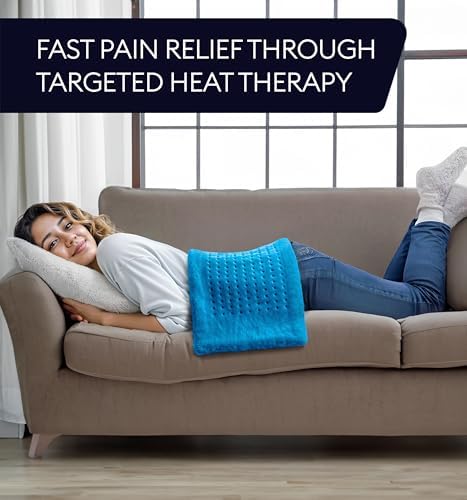 GENIANI XXL Heating Pad for Back Pain & Menstrual Pain Relief, Electric Throw Auto Shut Off, Machine Washable, Moist Heat Pad for Neck and Shoulder, Cramps Relief, Aqua Blue 18'‘×26’’