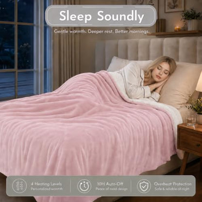 Electric Heated Blanket 84"x90" Queen Size, Light Pink