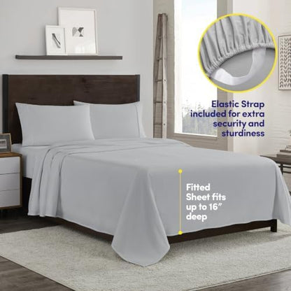 Sweet Home Collection Flannel Sheet Set, Silver King, Deep Pocket Soft Brushed Microfiber All-Season Bedding with Fitted Sheet, Flat Sheet & Pillowcase(s)