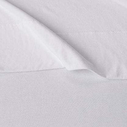 Amazon Basics Breathable, Stretchy 100% Cotton Jersey 3-Piece Bed Sheet Set, Includes Flat and Fitted Sheets, Pillowcase, Twin, White (Pack of 2)