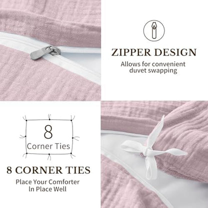 MEISHANG Muslin Duvet Cover Queen Size - 100% Organic Cotton