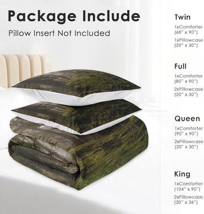 Pamnest Comforter Set King Size, Tree Forest Soft 3 Pcs Bedding for Kids and Adults, Mystic Comforter Set with 2 Pillowcases, for Bedroom Bed Decor