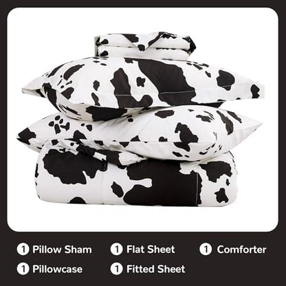 Viviland Kids Twin Bedding Sets, Boys Comforter, Cow Print