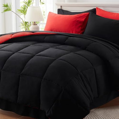 Anluoer California King Comforter Set 7 Pieces, Bed in a Bag Bedding Set