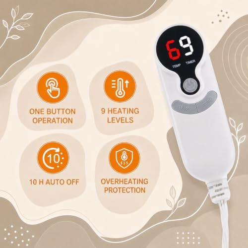 Eydna Electric Heated Blanket Full Size 72"×84" with 9 Heating Levels & 1-10Hs Auto Off，Double Sided Plush Sherpa, Energy Efficient, Machine Washable, Couch & Bed, Gifts for Family- Light Brown