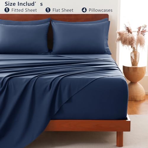 CozyLux Cal King Sheet Set 6-Piece, 21-Inch Deep Pocket, Soft Brushed Feel
