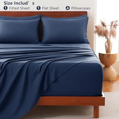 CozyLux Cal King Sheet Set 6-Piece, 21-Inch Deep Pocket, Soft Brushed Feel