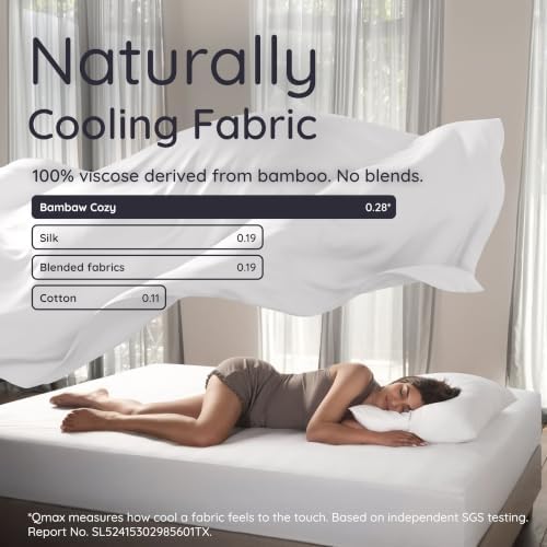 Bambaw Cooling Sheets King Size Set 4pcs – 100% Viscose Derived from Bamboo Sheets King Size Deep Pocket, Fits Up to 16'', Luxury Bedding, Super Soft & Perfect for Hot Sleepers (White)