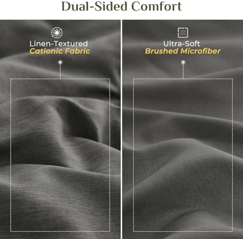 JOLLYVOGUE Dark Grey Full Comforter Set, Cationic Dyeing Bed in a Bag Full 7 Pieces, Double-Tone Bedding Set with Down Alternative Comforter, Sheets, Pillowcases & Shams