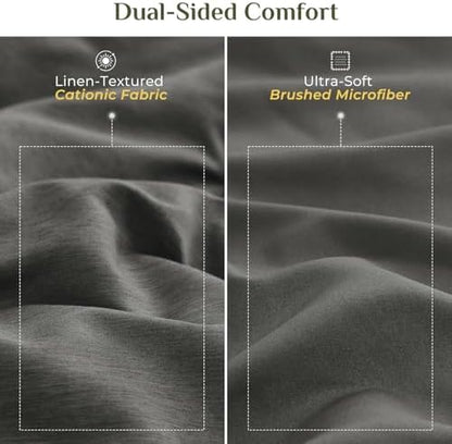 JOLLYVOGUE Dark Grey Full Comforter Set, Cationic Dyeing Bed in a Bag Full 7 Pieces, Double-Tone Bedding Set with Down Alternative Comforter, Sheets, Pillowcases & Shams