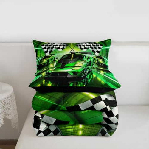 Feelyou Boys Sports Car Kids Comforter Set Full Size Speed Race Car Bedding Set Racing Extreme Sports Duvet Quilt for Kids Boys Girls Bedroom Automobile Decor Microfiber Ultra Soft Breathable