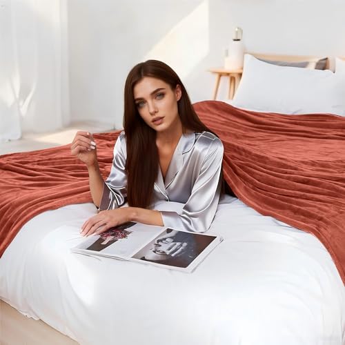 Electric Heated Blanket 84"x90" Queen Size, Brick Red