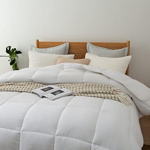 Dorrin Nessin Twin Size Down Alternative Comforter All Season Duvet Insert(White,68x90)-Ultra Soft Double Brushed Microfiber Quilt Cover, Classic Box Stitched with 8 Corner Tabs