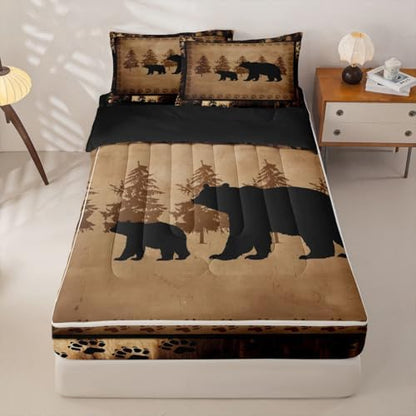 Feelyou Bear Wild Animal Comforter Set Full Size Kids Bed in a Bag